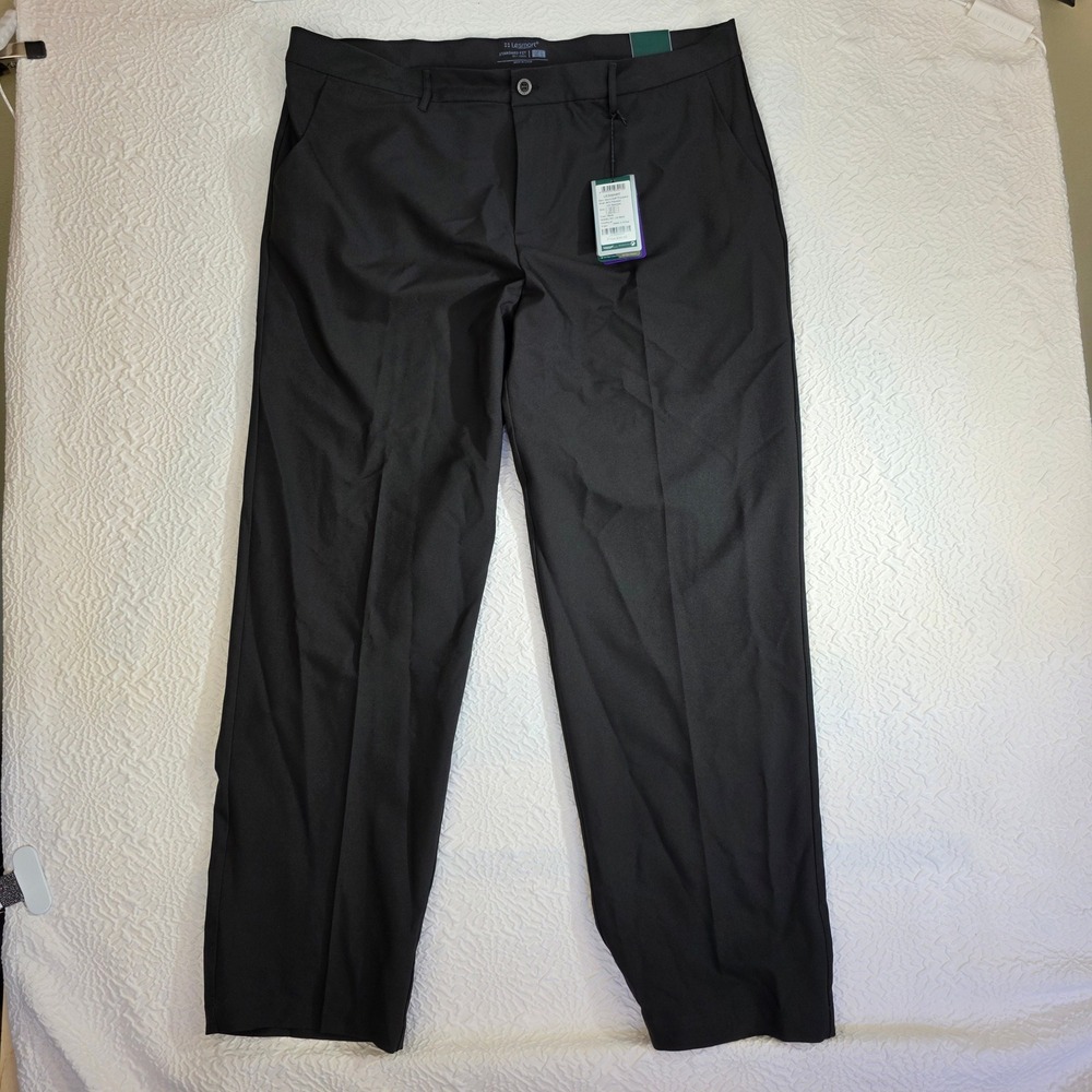 Lesmart Mens Golf Trousers Black Standard Fit Slacks‎ 42x32 LG18004 NWT